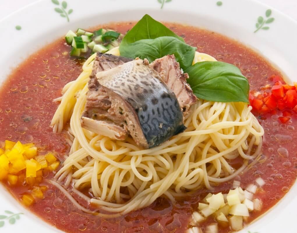 サヴァ缶で作ったトマトスープパスタです
