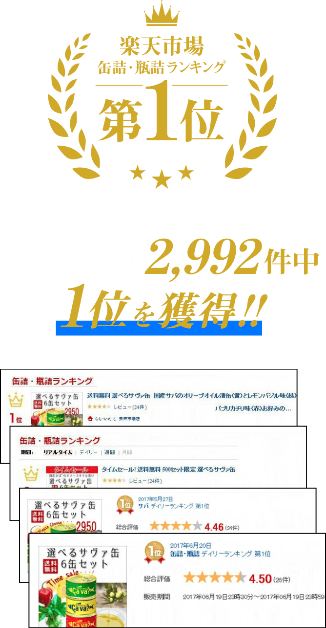 楽天 缶詰・瓶詰ランキングで１位